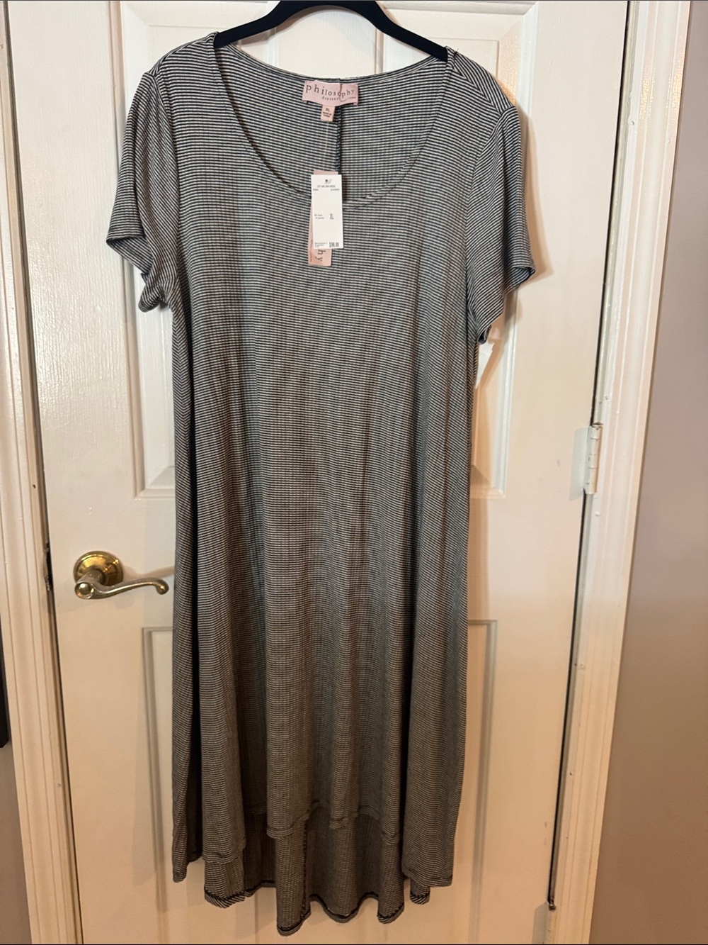 NWT Philosophy Soft Scoop Neck Black & White Maxi Dress